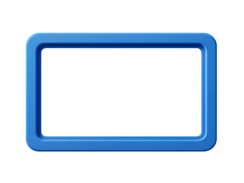  Simple blue rectangular photo frame isolated on transparent background