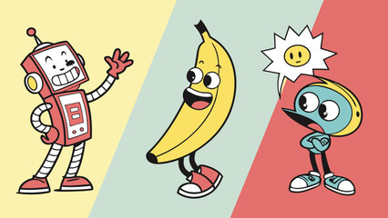 Bold Pop Art Trio – Colorful Comic-Inspired Characters Illustration,

Three Iconic Pop Art Figures in Vibrant Style – Modern Vector Design,

