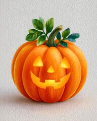 Glowing jack-o-lantern with eerie grin, spooky autumn design with mysterious elegance, scary halloween pumpkin for festive fall decoration.