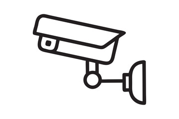 CCTV Camera Icon on White Background – Line Art Vector


