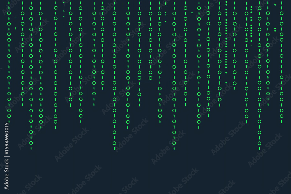 Poster green binary code falling digital rain matrix effect