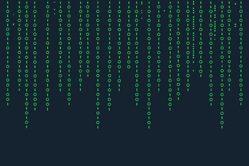 Fototapeta premium Green binary code falling digital rain matrix effect