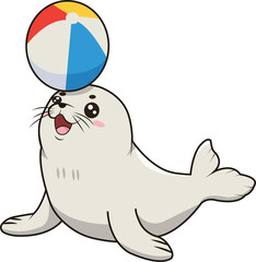  Cute Seal with Beach Ball 