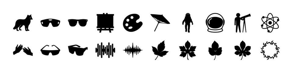 Collection of Diverse Black and pack Silhouettes Representing Various Interests and Concepts