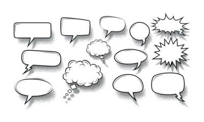  Variety of comic speech bubbles with halftone shadows  © Graphy Kid