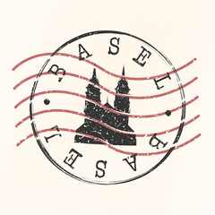 Basel Stamp Skyline Postmark. Silhouette Postal Passport. City Round Vector Icon. Vintage Postage Design.