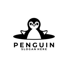Cute Penguin logo design vector template. Penguin cartoon logo design