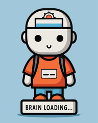 Fototapeta premium Funny Back to School T-Shirt Design. A vector graphic of a student with a loading bar for humor and education apparel. 