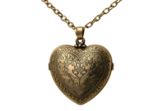 Vintage Heart Locket Necklace, PNG Transparent