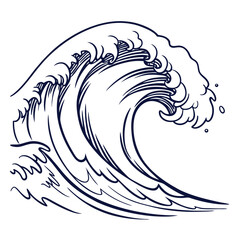 Naklejka premium Simple wave in ocean blue, isolated on a clean white background for calm water themes.