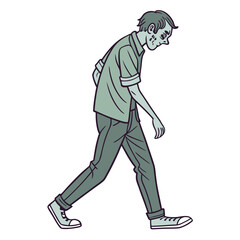 Obraz premium Simple zombie with shambling gait and greenish tint, isolated for spooky Halloween art.