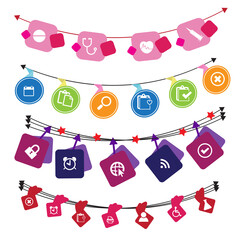 Hanging sign set with icons