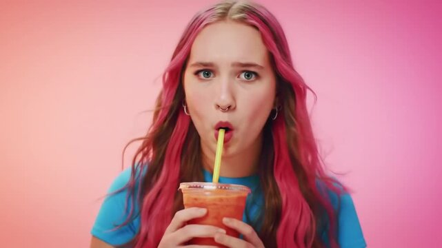 A teen drinks a neon smoothie expecting fruity magic