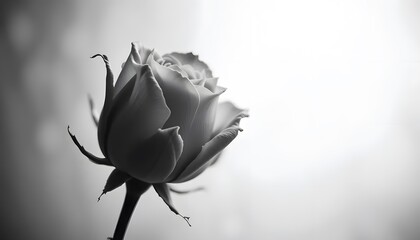 Monochromatic Elegance: A Single Rose in Black and White Photography