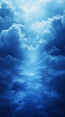 Fototapeta premium Clouds Forming Pathway with Light Beams in Sky