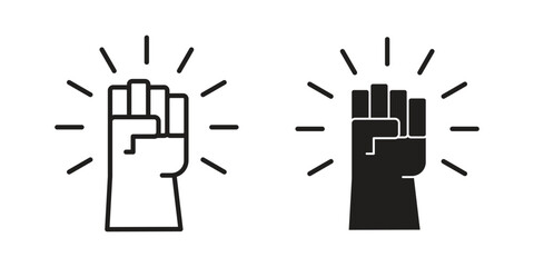 Hand with Power icon symbol shape. vector symbols.