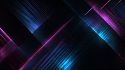 Obraz premium Vibrant photo of dark abstract futuristic background. Neon lines, glow. Neon lines, shapes. Pink and blue glow.