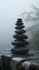 A stack of rocks in the air