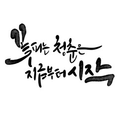 꽃피는 청춘은 지금부터 시작 캘리그라피