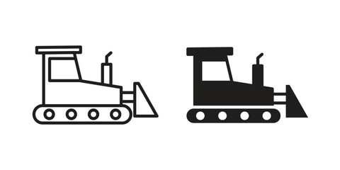Bulldozer icon symbol shape. vector symbols.