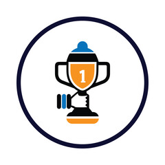Trophy, Award, prize, hand, first place trophy in hand icon