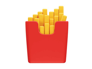French fries icon 3d illustration rendering