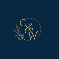 GW Initial Wedding Monogram Logo with Minimalistic Style