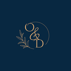 OD Initial Wedding Monogram Logo with Minimalistic Style