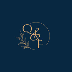 QF Initial Wedding Monogram Logo with Minimalistic Style