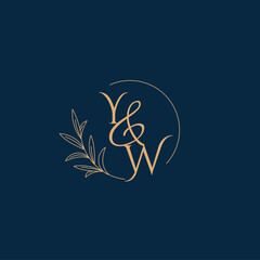 YW Initial Wedding Monogram Logo with Minimalistic Style