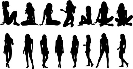 Fototapeta premium Group sexy female models in different poses 