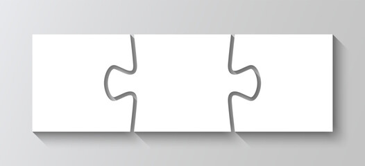 Jigsaw business chain infographic with 3 pieces. Presentation diagram in a row. Puzzle process infographics. Business info graphic with steps, parts. Puzzle grid. Vector illustration