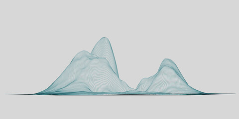 Banner with modern futuristic wireframe landscape design 