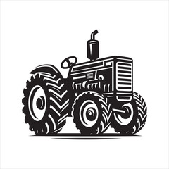 Obraz premium Classic Vintage Tractor Illustration Black and White Design.