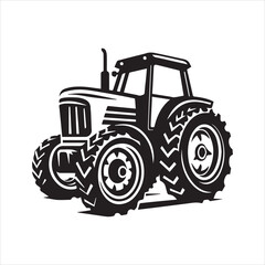 Obraz premium Bold Tractor Silhouette with Chevron Tread Tires and Exhaust Stack.
