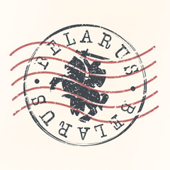 Belarus Stamp Travel Passport. Design Retro Symbol Country. Old Vintage Postmark.