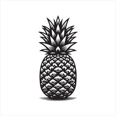 Obraz premium Monochrome Vintage Style Pineapple Illustration.