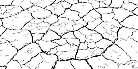 High-contrast cracked dry earth texture showing detailed drought patterns. Ideal for backgrounds, environmental themes, natural disasters, and climate change-related design.
