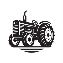 Obraz premium Simple Black and White Tractor Silhouette Design 2.
