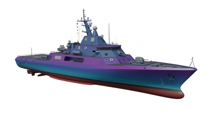 Naklejka premium Colorful military ship illustration