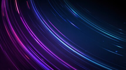 Abstract background with colorful light lines forming dynamic electric field gradients, creating swirling curves on dark purple backdrop