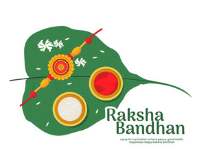 rakhi puja on pan patta betel leaf on Raksha Bandhan Indian festival vector illustration 