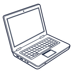 Laptop with open screen and simple keyboard, isolated on a clean background for tech or work.