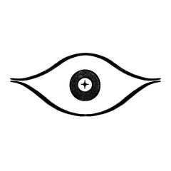 Obraz premium ‪Hand Drawn Eye Doodle, Vision Line Sketch, Eyes Crayon Cartoon, Eyes Brush Illustration, Abstract Mystical Emotional Spiritual Icon, Sparkling eye Sticker Tattoo Graphic Black and White Elements.‬