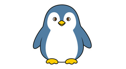 Adorable blue cartoon penguin character standing still with a friendly expression.