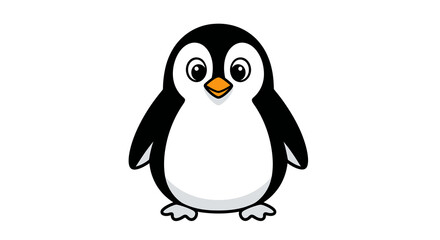 Adorable cartoon penguin character with big eyes and an orange beak, standing frontally.