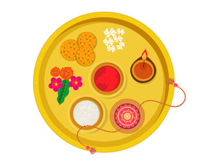 raksha bandhan thali with rakhi festival social media post vector illustration 