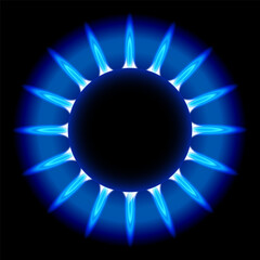 Flame of gas burner stove. Vector illustration. Sketch for creativity.