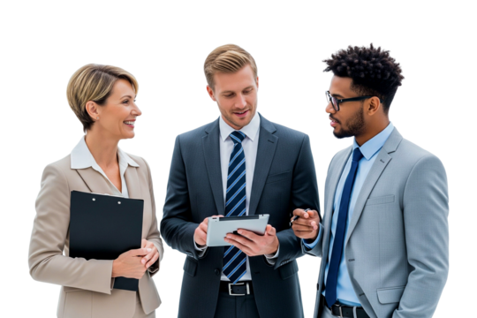 group of business people working together on white