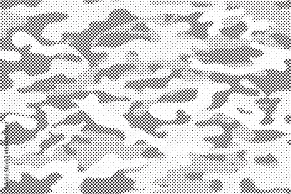Aufkleber abstract halftone seamless camouflage pattern. repeating digital dotted hexagonal camo military text
